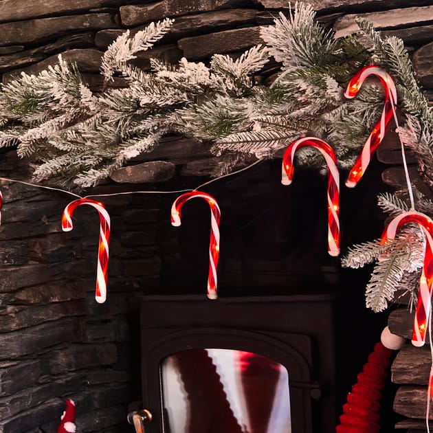Festive Feeling 40 LED Candy Cane String Lights Home Bargains
