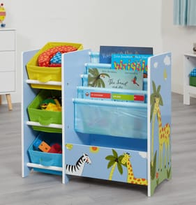 Liberty House Toys Safari Book Display Unit with Fabric Storage Boxes