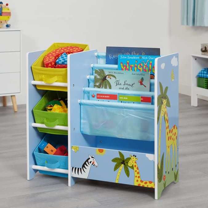 Liberty House Toys Safari Book Display Unit with Fabric Storage Boxes