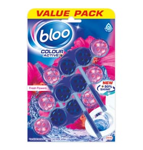 Bloo Colour Active + Toilet Rim Blocks 3x 50g - Fresh Flowers