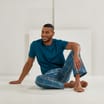 Jeff & Co by Jeff Banks Men's Teal Checked Pyjama Set