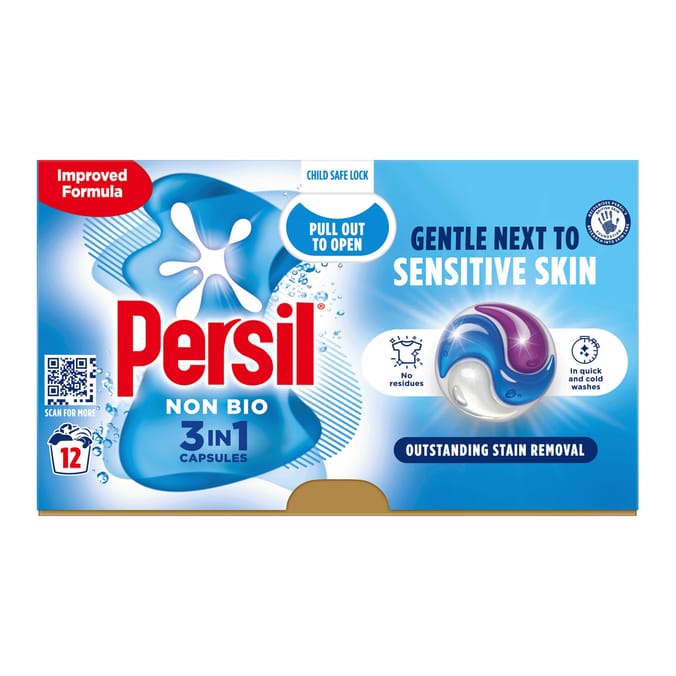 Persil 3in1 Washing Capsules 12 Washes - Non-Bio