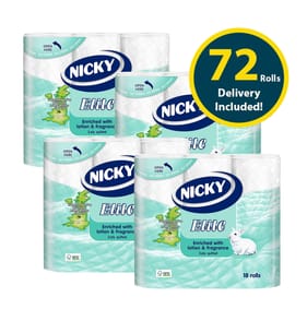 Nicky Elite Quilted 3 Ply Toilet Rolls 18 Pack x4 (Delivery Included)