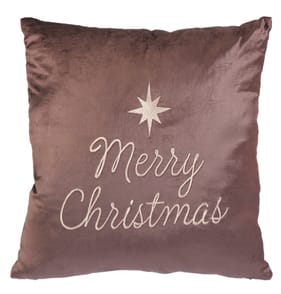 Winter Luxe Merry Christmas Velvet Cushion - Brown 