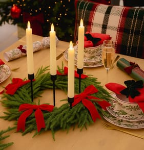 Festive Feeling Tapered Candle Holder Wreath