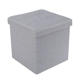 Home Collections Small Linen Folding Ottoman - Light Grey 