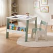 Liberty House Toys Kids Bookshelf Table And Chair - White & Forest Green