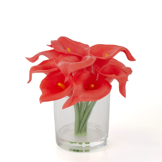 Artificial Cala Lilly In Glass Pot