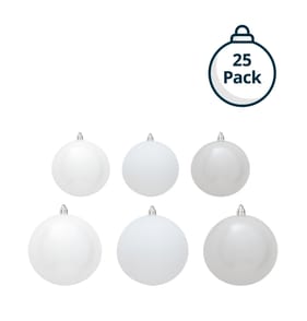 Festive Feeling Mixed Size Christmas Baubles 25 Pack - White
