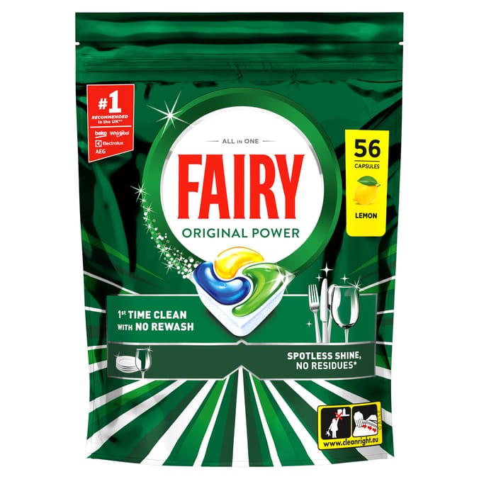 Fairy Original Power Dishwasher Tablets 56 Capsules - Lemon