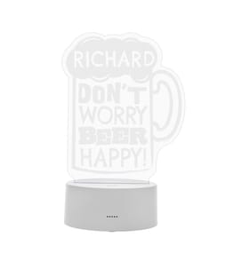 Personalised ""Beer Happy"" LED Colour Changing Light