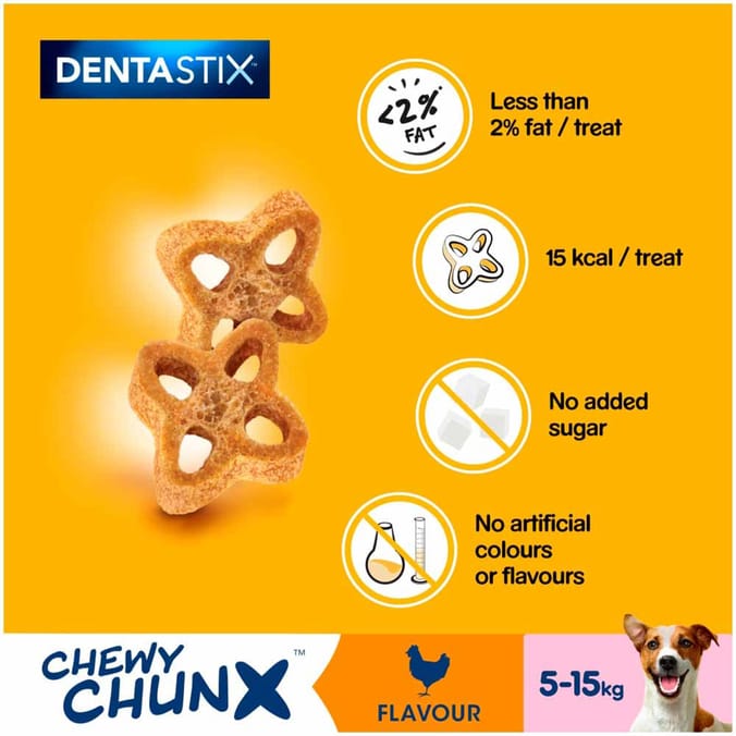 Pedigree Dentastix Chewy Chunx Mini Dog Treat Chicken Flavour 68g x5