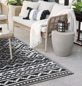 The Outdoor Living Collection Garden Rugs 150 x 240cm - Black Aztec