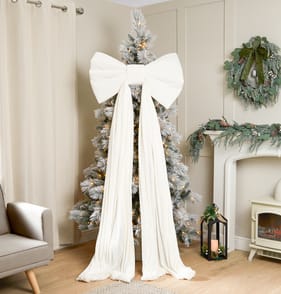 Festive Feeling Giant Velvet Bow - Cream
