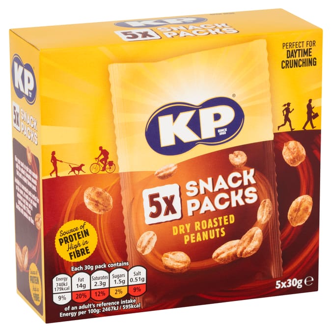 KP Dry Roasted Peanuts Multipack 5 Pack 150g