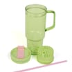 Hydrate 40oz Fruit Infuser Tumbler - Green With Pink Straw 