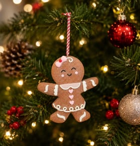 Sleigh Bells Gingerbread Hanging Decoration - Girl