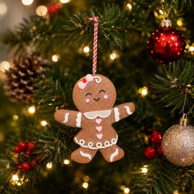 Sleigh Bells Gingerbread Hanging Decoration - Girl