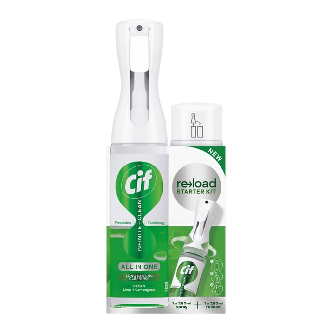 Cif Infinite Clean Cleaner Spray & Reload Starter Kit 2x 280ml - Lime & Lemongrass
