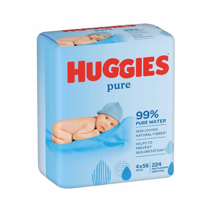Huggies Pure Baby Wipes 4 Pack