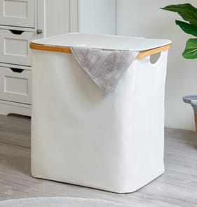 Home Collections Bamboo Rim Laundry Basket With Lid