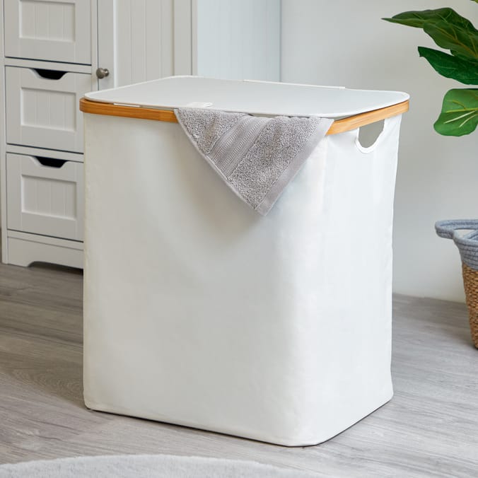 Home Collections Bamboo Rim Laundry Basket With Lid