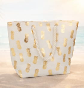 Hello Summer Canvas Beach Bag - Pineapple