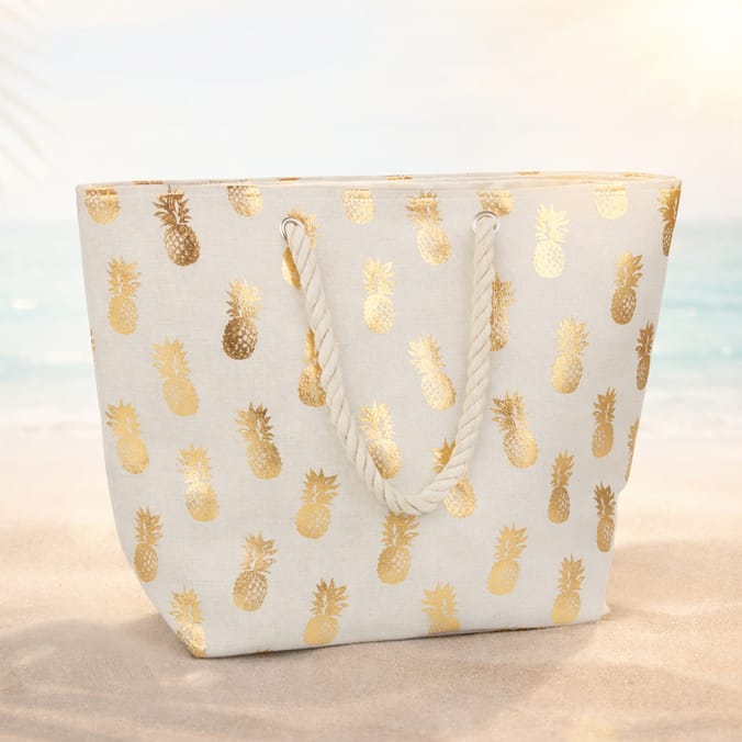Hello Summer Canvas Beach Bag - Pineapple