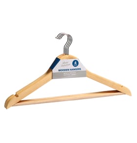 Home Solutions Wooden Hangers 4 Pack - Natural