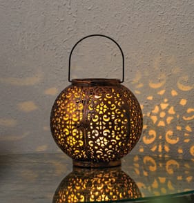 Firefly Round Lantern Solar Light - Bronze