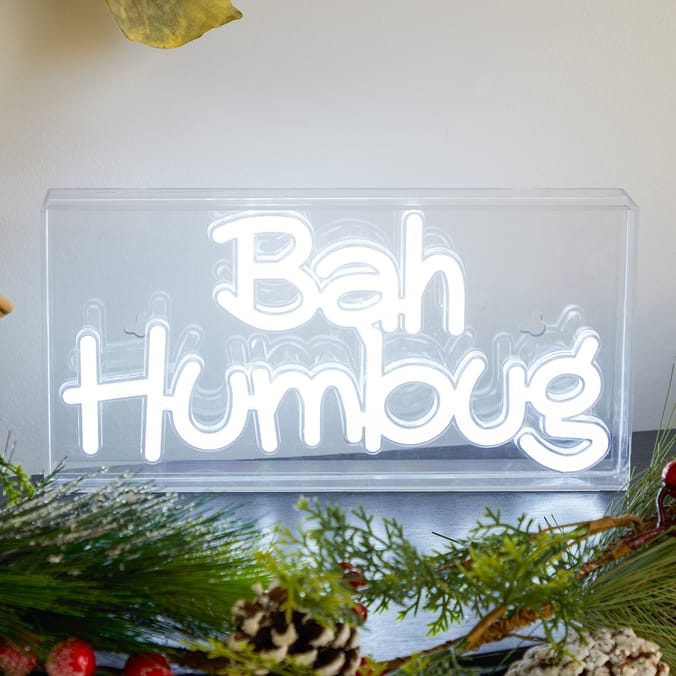 Prestige Battery Operated LED Festive Neon Sign - Bah Humbug