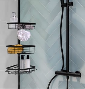 Bathroom Extendable Corner Caddy - Matte Black