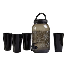 Haunted House Halloween Drink Dispenser With 4 Cups - Black