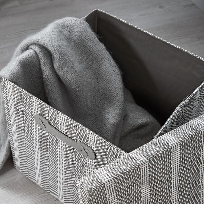 Home Collections Foldable Fabric Storage Box - Chevron Grey