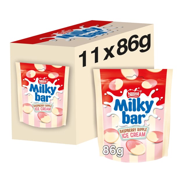 Milkybar Raspberry Ripple Ice Cream Buttons 86g x11 | Home Bargains