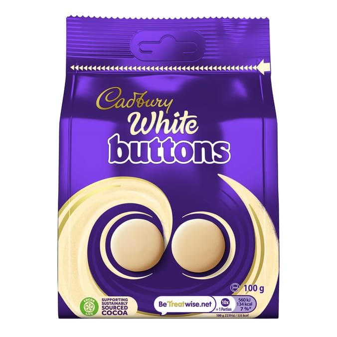 Cadbury White Chocolate Buttons Bag 100g