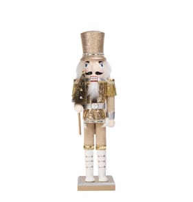 Festive Feeling Wooden Christmas Nutcracker 38cm - Gold