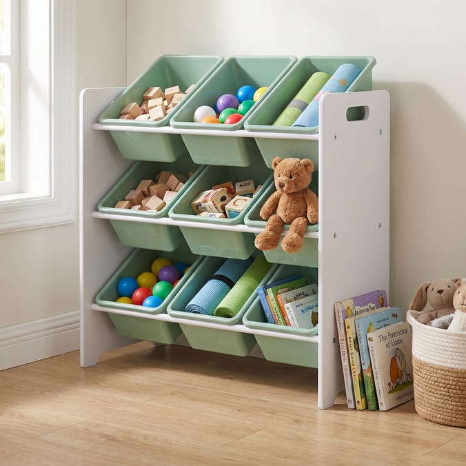 Liberty House Toys Kids 9 Bin Storage Unit - White & Forest Green