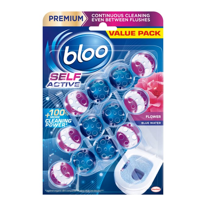 Bloo Self Active Toilet Rim Block 3 x 50g - Flowers