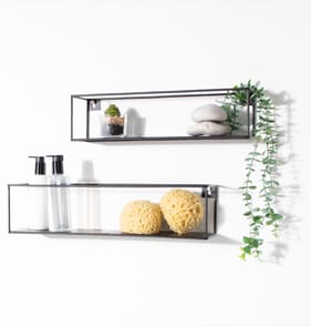 Bathroom Black Metal Wall Shelf 2 Pack