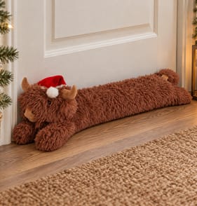 The Lifestyle Edit Christmas Highland Cow Draught Excluder