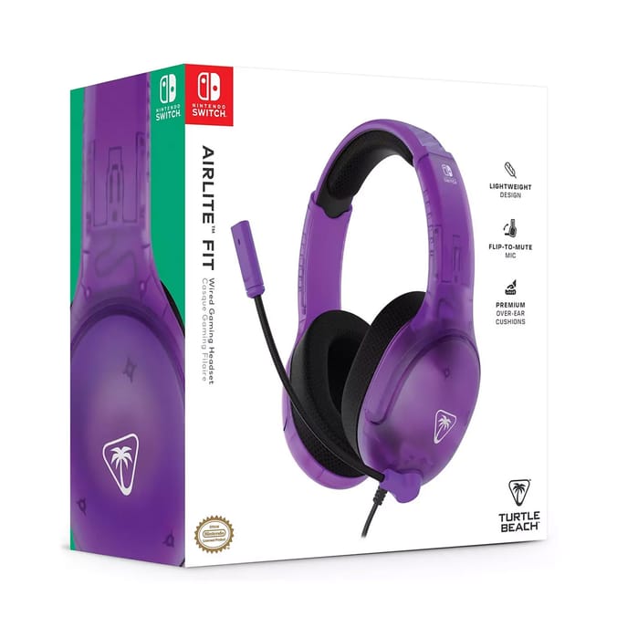 Turtle Beach Airlite Fit Wired Gaming Headset with Flip-to-Mute Mic - Ghost Purple