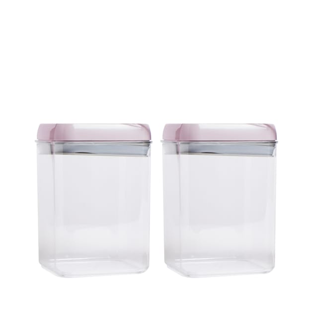 Kitchen Solutions 2 Square Lock Storage Containers 1.7l Pink Home
