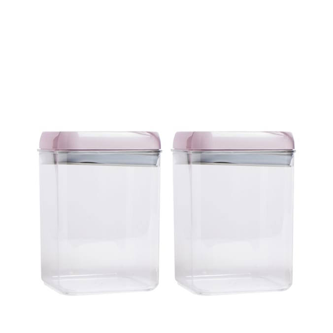 Kitchen Solutions 2 Square Lock Storage Containers 1.7l - Pink