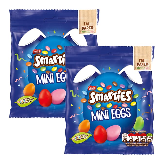 Smarties Milk Chocolate Mini Eggs Sharing Bag 80g x2