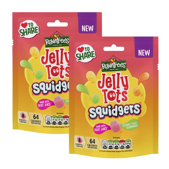 Rowntree's Jelly Tots Squidgers Sweets Sharing Bag 120g x2