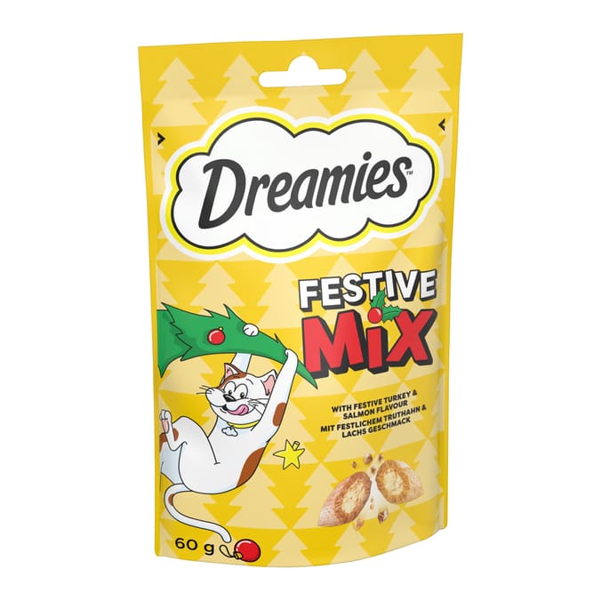 Dreamies Cat Treat Christmas Biscuit Mix 60g - Turkey & Salmon 