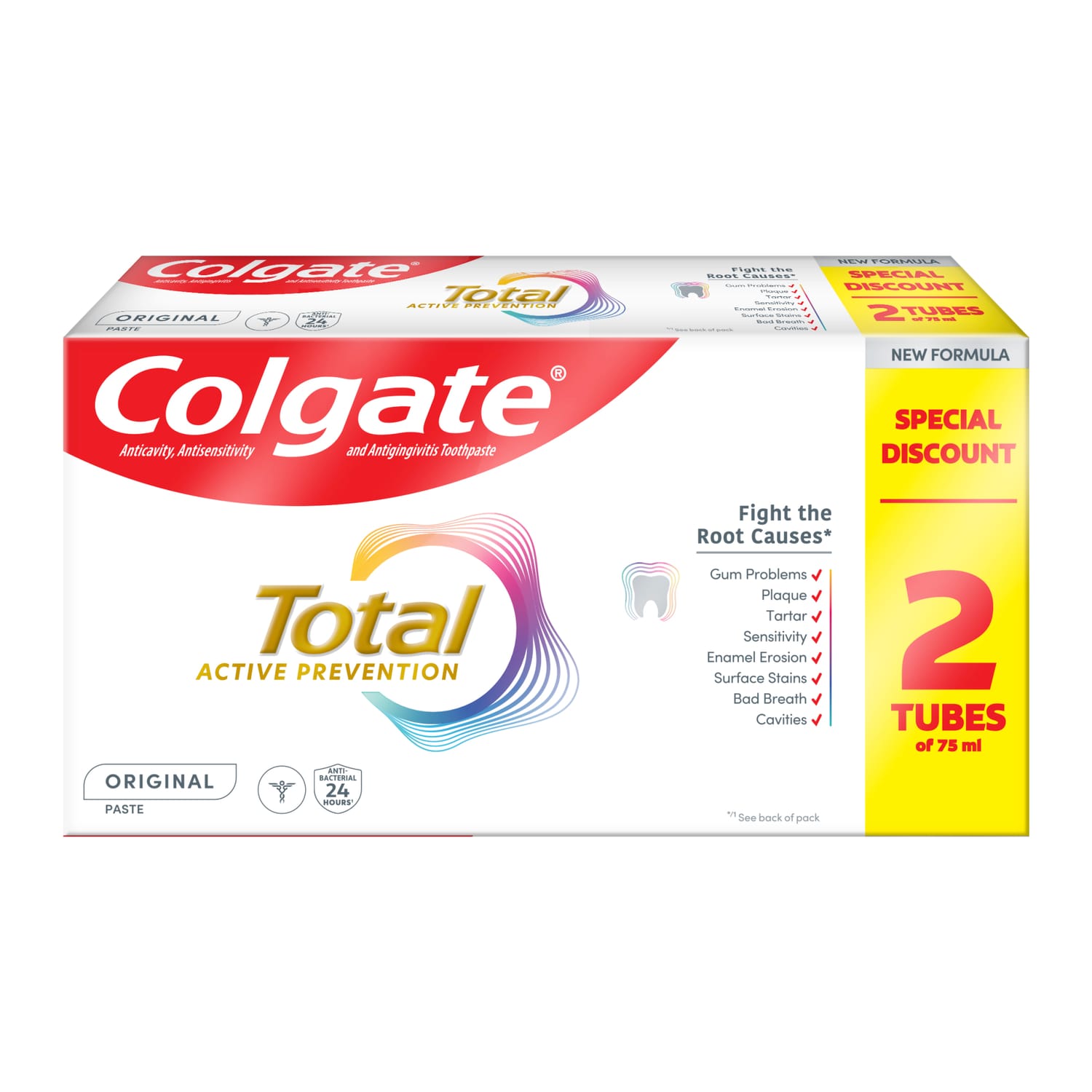 Colgate Total Active Prevention Original Toothpaste 75ml x2 | Home Bargains