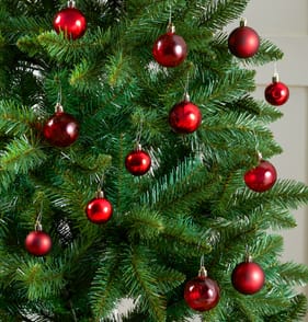 Festive Feeling Mixed Size Small Christmas Baubles 100 Pack - Red
