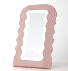 Light Up Small Wavy Mirror - Pink